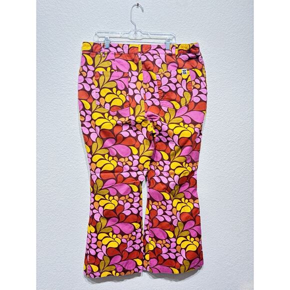 Lucy & Yak Jeans Womens W40 L29 Wide Leg Denim Organic 70s Pattern Paisley Disco - Picture 5 of 6